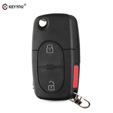 KEYYOU-funda para llave remota plegable, carcasa HU66 para Audi A3, A4, S4, modelos antiguos CR1620/CR1616, 2 botones + 3 botones de Panic 2024 - compra barato