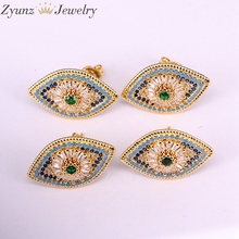 5Pairs ZYZ336-7842 Gold Color Oval Eye Stud Earrings with CZ Zirconia Earrings for Women Fashion Lucky Jewelry 2024 - buy cheap