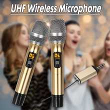 Portable UHF Wireless Microphone System Cordless Handheld 2 Mics Speaker Player With Digital Receiver For  Bar Show Perform 2024 - buy cheap