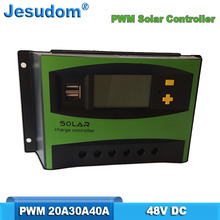 Controlador de carga solar do lcd 20a30a40a 48v pwm painel solar regulador de bateria com 5v duplo controlador de carga usb 2024 - compre barato
