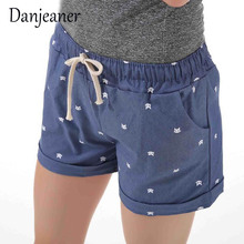 Danjeaner Short Feminino Cat Head Printed High Waist Shorts Women Summer Elastic Waits Short Pants Female Sport Hot Pants 2024 - buy cheap