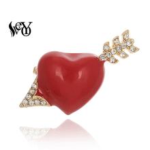 VEYO-broches de Metal con forma de corazón, alfiler de solapa con forma de corazón rojo, broche de diamantes de imitación, regalo de insignia 2024 - compra barato