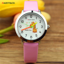 Nazeyt-Reloj de dibujos animados para niños, con esfera de jirafa encantadora, Reloj de cuero de cuarzo para estudiantes y niñas 2024 - compra barato