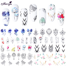 Monja 10pcs Nail Water Transfer Stickers Geometric Flower Necklace Design Watermark Decals Manicure Nail Art Decorations 2024 - buy cheap