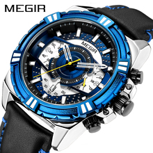 Megir relógio masculino luxuoso de quartzo, casual à prova d'água com cronógrafo, esportivo 2024 - compre barato