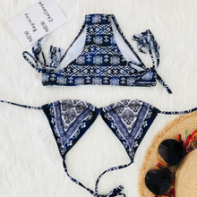Bikini 2019 Women Floral Triangle Push Up Bikini Set Summer Padded Halter Swimwear Swimsuit Beachwear Bandage Bathing Suit 2024 - buy cheap