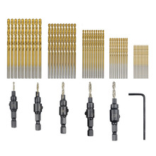 Brocas cone escareadoras 55 peças, hss 4241 brocas de titânio de aço de alta velocidade (1mm-3mm) 2024 - compre barato