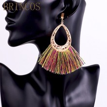 Pendientes largos de lujo con borlas bohemios para mujer, aretes grandes y geométricos a la moda, regalos hechos a mano, novedad de 2019 2024 - compra barato