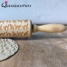 Qianxiaozhen Cat Pattern Wooden Rolling Pin Baking Cookies Wedding Gifts For Guests Wedding Decoration Kitchen 2024 - buy cheap