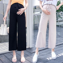 Брюки для беременных с завязками на талии, широкие брюки для мам, модные вязаные брюки для беременных, прямые свободные брюки для работы 2024 - купить недорого