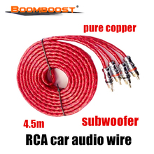 1 unidad de alta calidad para altavoz amplificador subwoofer RCA a RCA 4,5 m puro rojo cobrizo Cable de Audio estéreo de coche 2024 - compra barato