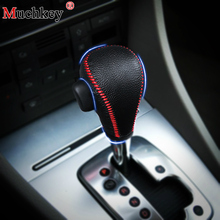 For AUDI A4 2018 Genuine Leather Gear Shift Knob Cover Hand Sewing Black Leather Black/Red Thread Handbrake Cover Car Styling 2024 - buy cheap