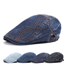 Primavera verão cowboy ao ar livre ajustável boina denim bonés ossos flat sun cap para cowboy jeans chapéus para homem 2024 - compre barato