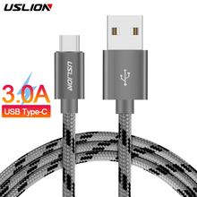 Кабель USB Type C USLION для быстрой зарядки телефона, кабель USB C Type-C для Samsung Galaxy S9 S8, xiaomi mi 8, кабель в нейлоновой оплетке для синхронизации данных и синхронизации данных с разъемом USB 2024 - купить недорого