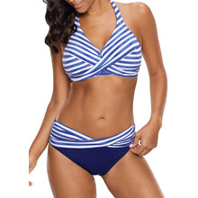 Misswim Plus Size Swimwear Mulheres Empurrar Para Cima do Biquíni Listrado 2019 Mulher Maiô Feminino Bikini Set Beachwear Tamanho Grande Maiô 2024 - compre barato