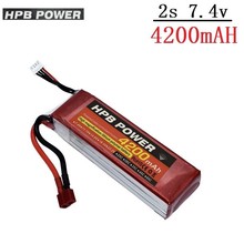 HPB POWER 4200 мАч 7,4 В Lipo Bettary для Rc вертолета автомобиля лодки самолета RC игрушки 7,4 В литий-полимерный аккумулятор 4200 мАч 30C 2s батарея 2024 - купить недорого