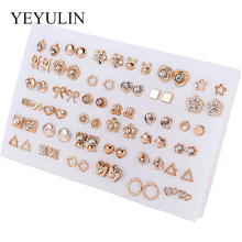 36Pairs/18pairs Earrings Mixed Styles Rhinestone Sun Flower Geometric Animal Plastic Stud Earrings Set For Women Girls Jewelry 2024 - buy cheap