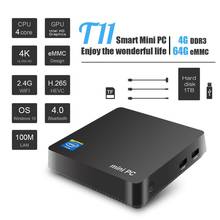 T11 MINI PC Intel Atom Z8350 up to 1.92GHz 4GB RAM 64GB EMMC windows 10 HDMI&VGA output support 2.5inch HDD win10 Smart TV Box 2024 - buy cheap