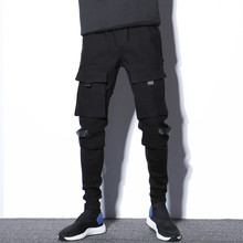 Calça cargo masculina, "estilo hip hop, com bolsos, 2024 - compre barato