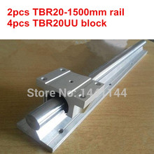 TBR20 linear guide rail: 2pcs TBR20 - 1500mm linear  rail + 4pcs TBR20UU Flange linear slide block 2024 - buy cheap
