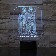 St Peter and St Paul of God-Luz LED nocturna acrílica 3D, ilusión, decoración del hogar, lámpara óptica, iluminación USB táctil, regalo luminoso 1798 2024 - compra barato