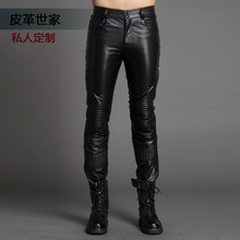 29-36 Men's clothing High quality suede male leather pants motorcycle slim genuine leather pants men trousers singer costumes 2024 - buy cheap