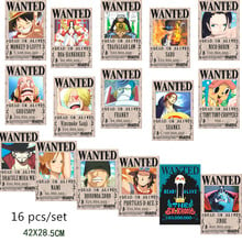 16 pcs/set OP Poster Anime Pirate Figure WANTED Luffy Law Sabo Robin Sanji Chopper Nami 1.5 billion 42x28cm A3 Stickers toy 2024 - buy cheap