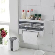 Mulifunction Kitchen Cling Film Sauce Bottle Storage Rack Paper Towel Holder  Rack Wall Roll Paper Hanging Aluminium Foil Hook 2024 - buy cheap