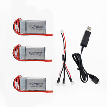 Batería li-po de 3 piezas, 7,4 V, 850mah, 20C, Cargador usb 2s y cable máx. 30C, JST, para Dron teledirigido Tak Helikopter Ucak bolum 2024 - compra barato