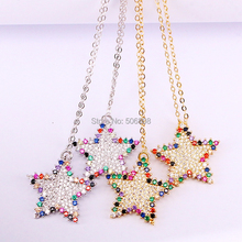 6PCS, Rainbow charm star pendant necklace, colorful cz star necklaces for women jewelry 2024 - buy cheap