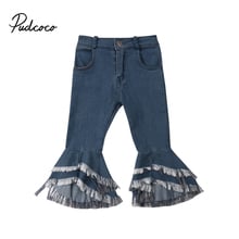 Bebé niños niñas Denim Pantalones de campana inferior Jeans pierna ancha Pantalones casuales diario niños niña ropa de Pantalón de corte 2-7Y 2024 - compra barato