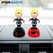 FORAUTO Firemen Shape Car Ornament Plastic Solar Powered Dancing Toy Swinging Dashboard Decoration Car Styling Auto Accessories 2024 - buy cheap
