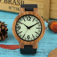 Light Green Dial Wooden Mens Watch 24 Hours Scales Quartz Genuine Leather Man Clock Simple Ultra-light Wooden Bamboo Wrist Watch 2024 - buy cheap
