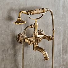 Luxury Antique Brass Bathroom Faucet  Mixer Tap Wall Mounted Hand Held Shower Head Kit Shower Faucet Sets 2024 - buy cheap