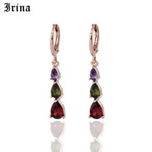 Irina 585 Fashion Simple Three Color Water drop AAA Cubic Zircon Rose Colors  Earrings for Women Popular Wedding Birthday Gift 2024 - buy cheap