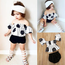 Pudcoco Girl Set 0-24M Newborn Baby Girls Flower Backless Striped Tops Pants Shorts Outfits Clothes USA 2024 - buy cheap