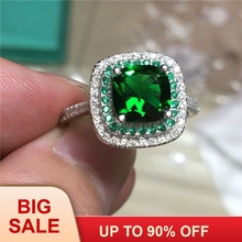 Women Fashion 100% Real Silver color rings 3ct Green AAAAA Zircon Cz Engagement wedding band ring for women jewelry Gift 2024 - buy cheap