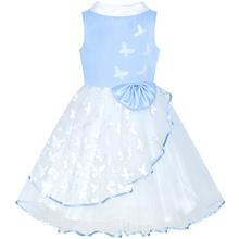 Vestido de princesa floral para meninas, vestidos de festa de casamento, azul e branco, borboleta, desfile, verão 2020 2024 - compre barato