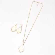 Fashion Irregular Faux Shell Pendant Necklace & Matched Long Chain Sweater Necklace Geometric Body Jewelry 2024 - buy cheap