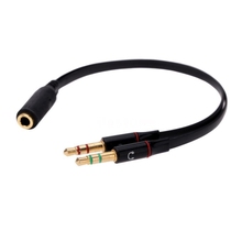 HOT-Black 3.5mm Y Splitter 2 Jack Male to 1 Female Headphone Mic Audio Adapter DI3K 2024 - buy cheap