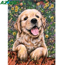 AZQSD Diamond Painting Embroidery Cross Stitch Dog Flower 5D DIY Diamond Animals Picture of Rhinestone Mosaic Home Decor 2024 - buy cheap