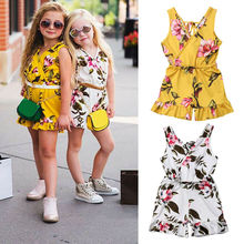 2019 Toddler Kids Baby Kids Girls Romper Summer Sleeveless Floral Ruffle Rompers V-neck Jumpsuit Outfits Clothes Costume Cute 2024 - buy cheap