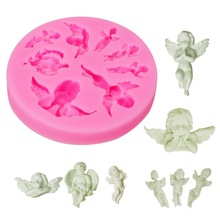 8 molde de silicone para decoração de bolo bebês, forma de anjo para doces e chocolate, ferramenta de confeitaria, bolo 2024 - compre barato