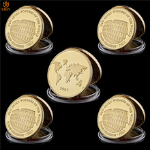 Colección de monedas de oro chapadas en oro, regalo de recuerdo, Coliseo italiano, siete maravillas del mundo, 5 unids/lote 2024 - compra barato