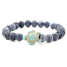 Summer Beach Sea Turtle Beads Bracelet for Men Charm Black Lava Natural Stone Strand Bracelets Elastic Women Boho Jewelry Gifts 2024 - buy cheap