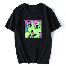 Camisa preta hentai manga curta engraçada, camiseta cosplay de anime rosto sexy, otaku, japão, camiseta hipster legal, camisetas 2024 - compre barato