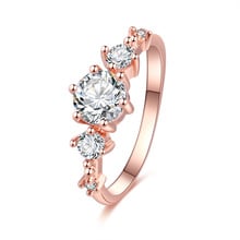Anillo de boda de lujo con circonita rosa y oro para mujer, anillo de simulación con microincrustaciones, joyería Simple de compromiso, anillos de amor, regalo 2024 - compra barato