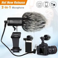 Portable Camera Microphone, Rabbit Hair Video Interview Microphone Directional Recording Mic with Shock Mount 2024 - buy cheap