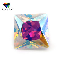 High Quality 3x3~10x10mm Plating AB Color Cubic Zirconia Stone Square Cut Multicolor CZ Stone Synthetic Gems For Jewelry 2024 - buy cheap