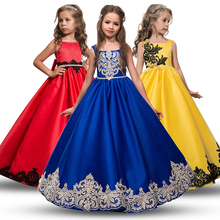 3-14 Year Kids Girls Wedding Embroidery Girl Dress New Princess Party Pageant Formal Dress Sleeveless Silk Tulle 2024 - buy cheap